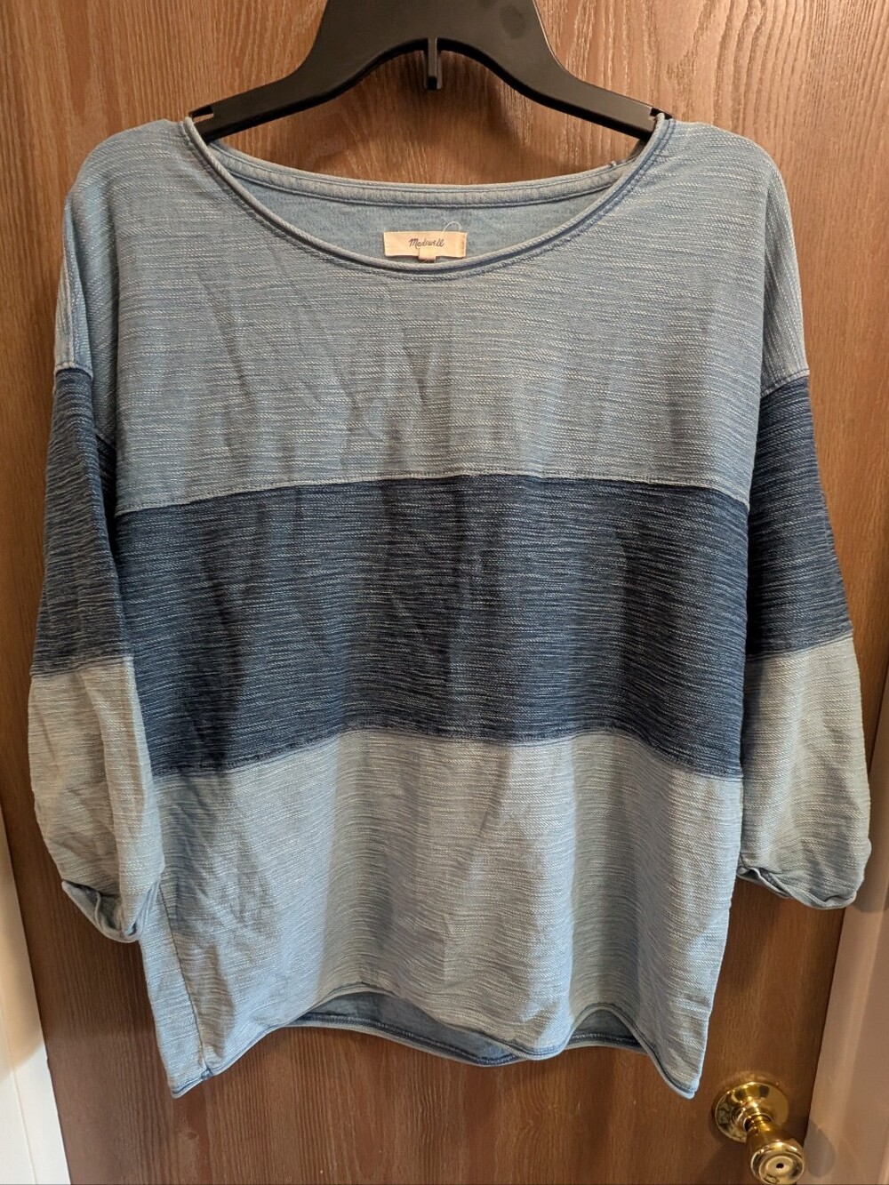 Madewell Two-Tone Blue Crewneck Pullover